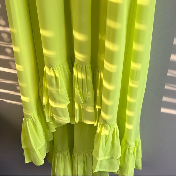 NWT Kleid For Her Neon Yellow High Low Midi Maxi Dress Asymmetrical Size XS - Picture 5 of 13